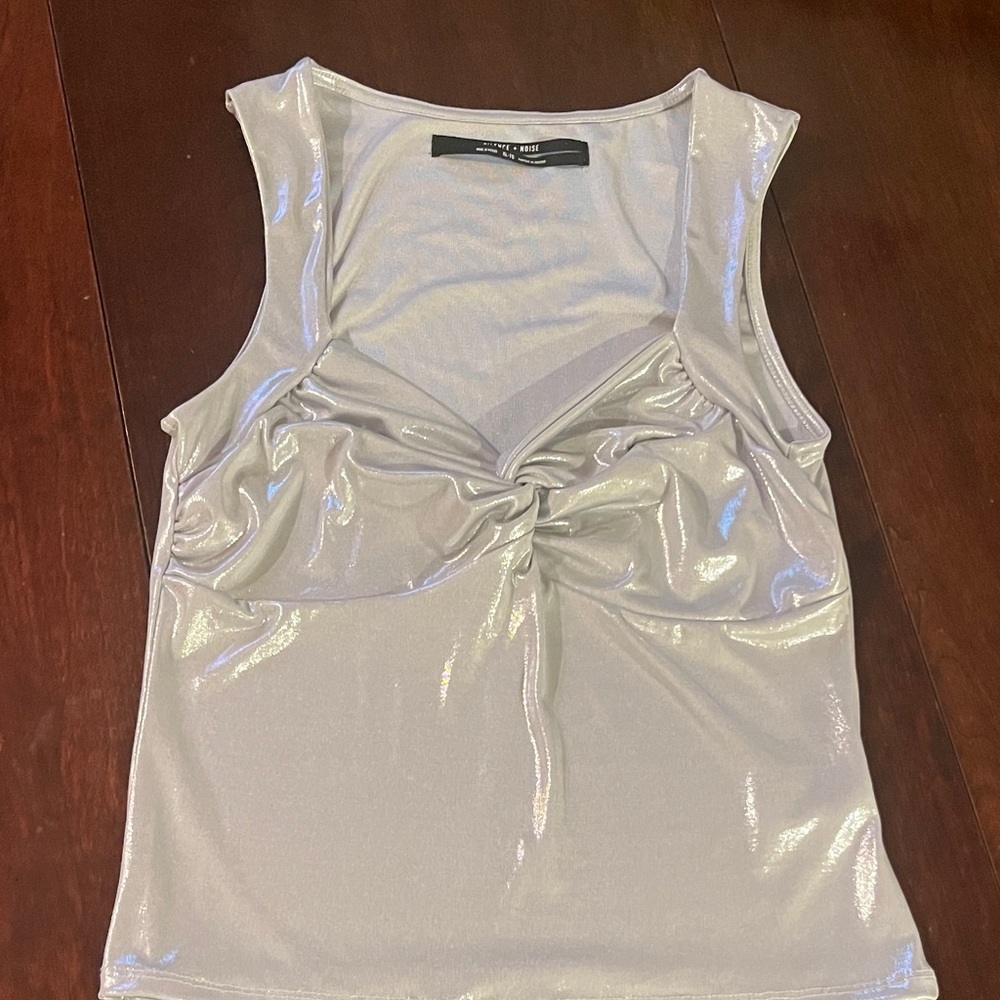 NWOT Silence + Noise Metallic Silver Tank Top